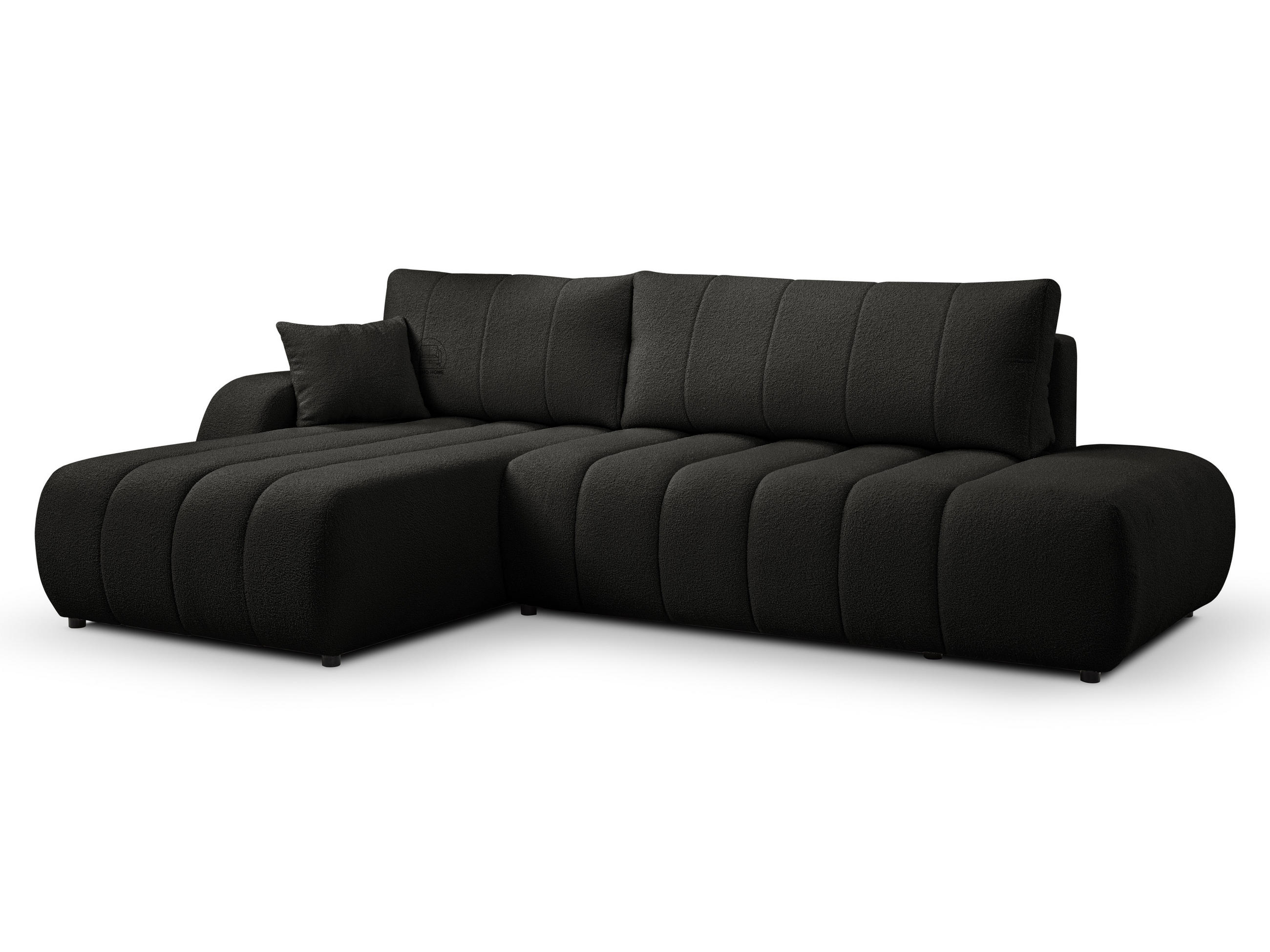 ECKSOFA BALOO L-förm, Schlaffunktion, hohe Funktionalität, komfortable Sitzfläche, lose Rückenkissen, freistehend, LINKS 176x276x88 cm Black - Schwarz, Holz/Textil (176/276cm) - DomoHome