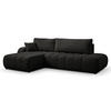 ECKSOFA BALOO L-förm, Schlaffunktion, hohe Funktionalität, komfortable Sitzfläche, lose Rückenkissen, freistehend, LINKS 176x276x88 cm Black - Schwarz, Holz/Textil (176/276cm) - DomoHome