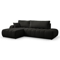 ECKSOFA BALOO L-förm, Schlaffunktion, hohe Funktionalität, komfortable Sitzfläche, lose Rückenkissen, freistehend, LINKS 176x276x88 cm Black - Schwarz, Holz/Textil (176/276cm) - DomoHome