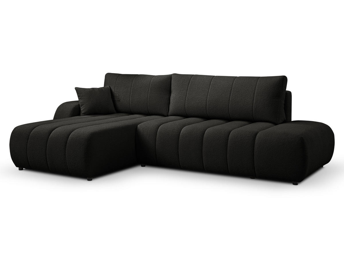 ECKSOFA BALOO L-förm, Schlaffunktion, hohe Funktionalität, komfortable Sitzfläche, lose Rückenkissen, freistehend, LINKS 176x276x88 cm Black - Schwarz, Holz/Textil (176/276cm) - DomoHome