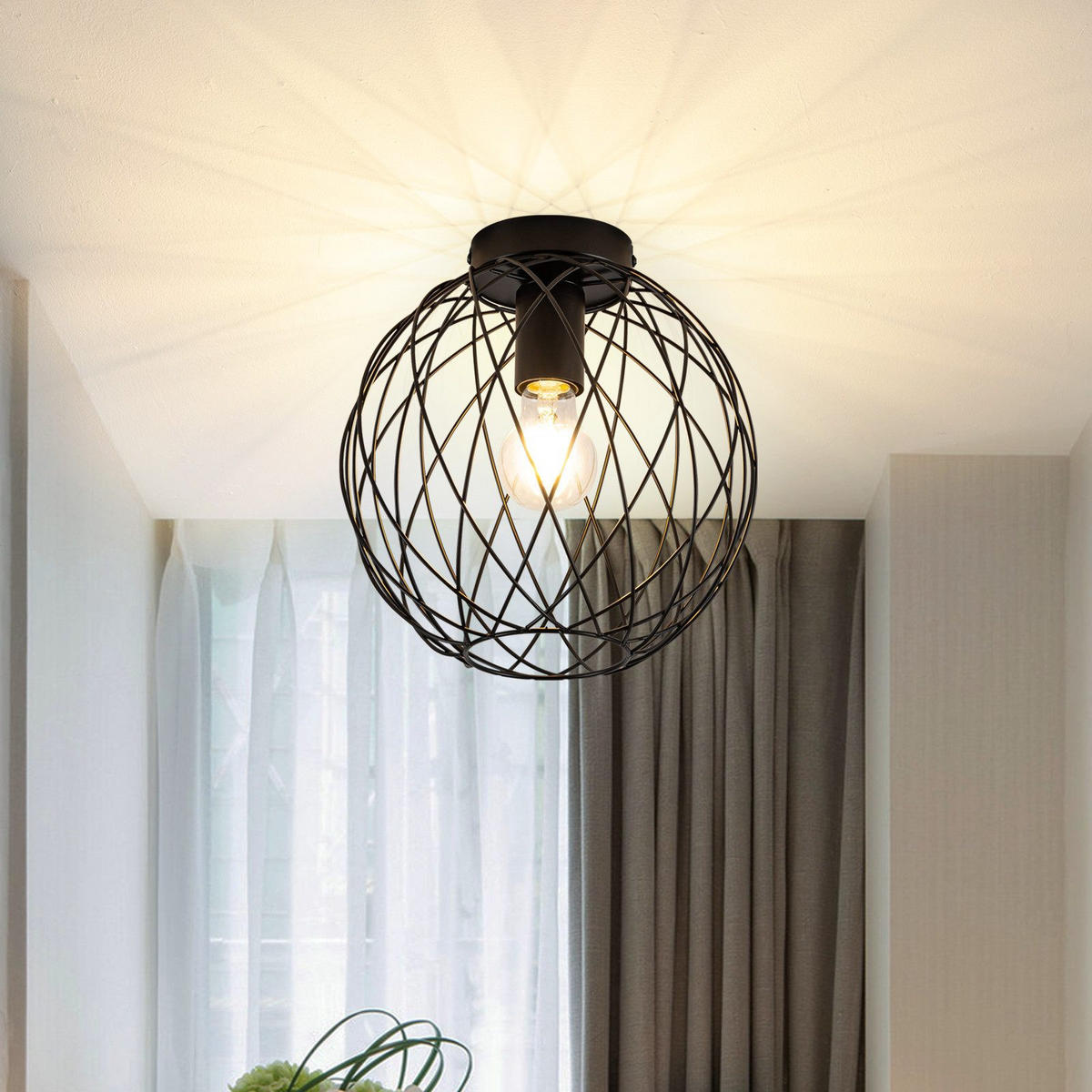 DECKENLEUCHTE Mancera 25/25/26.5 cm - Schwarz, Metall (25/25/26.5cm) - Nettlife