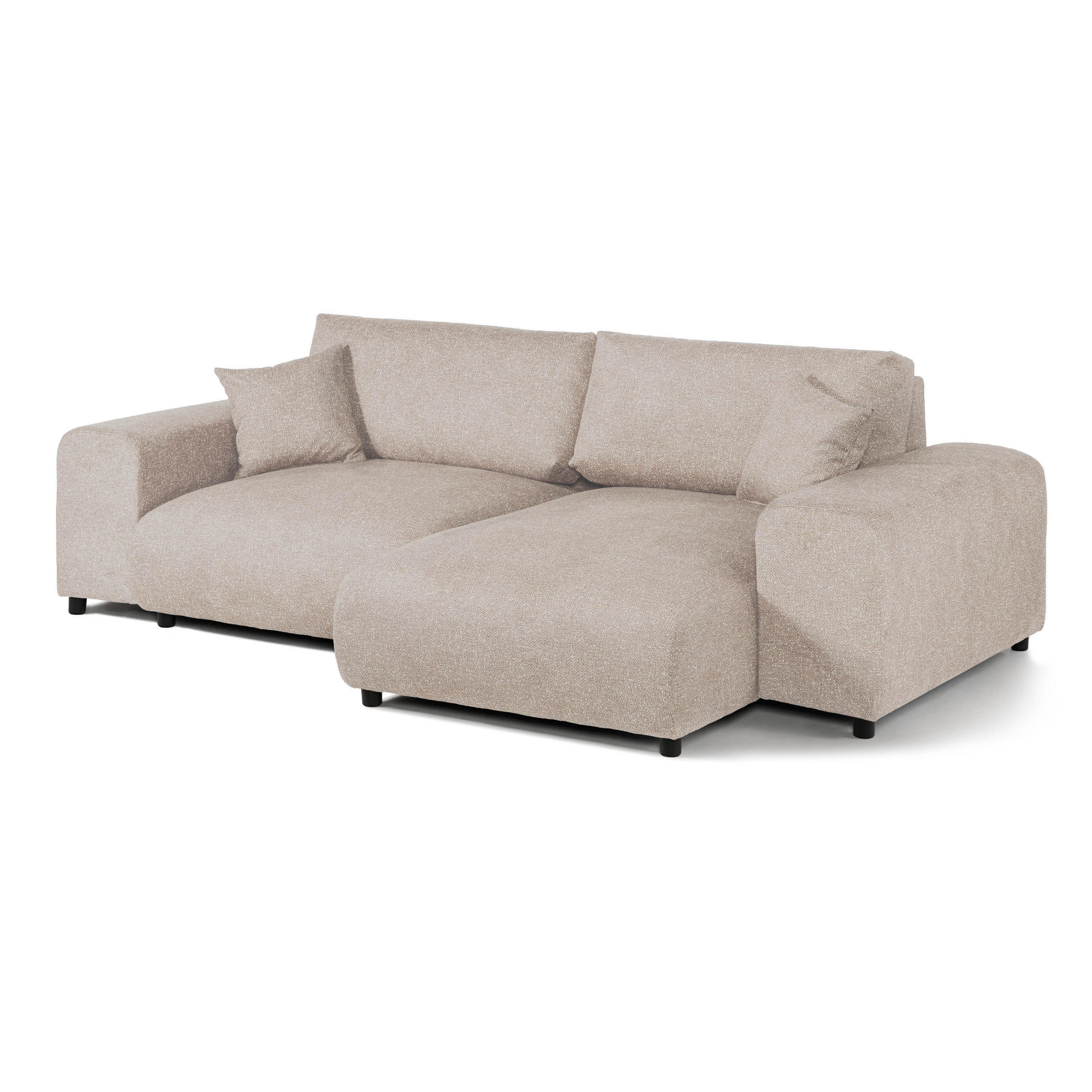 ECKSOFA Plüsch 237x144x79 beige PAULINA - Beige, Kunststoff (237/144cm) - Massivmoebel24