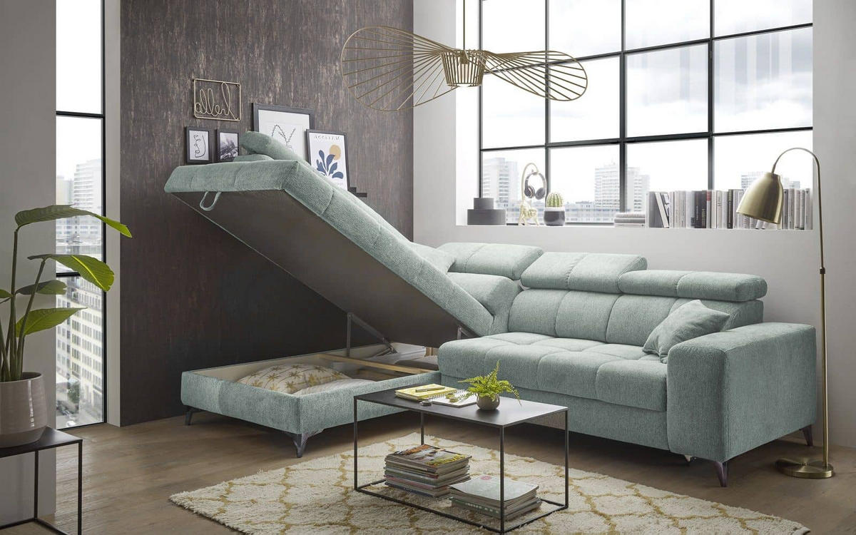 ECKSOFA mit elektrischer Wallaway-Funktion und vielseitigen Anpassungsmöglichkeiten - Blau, Textil (282/198cm) - ed exciting design