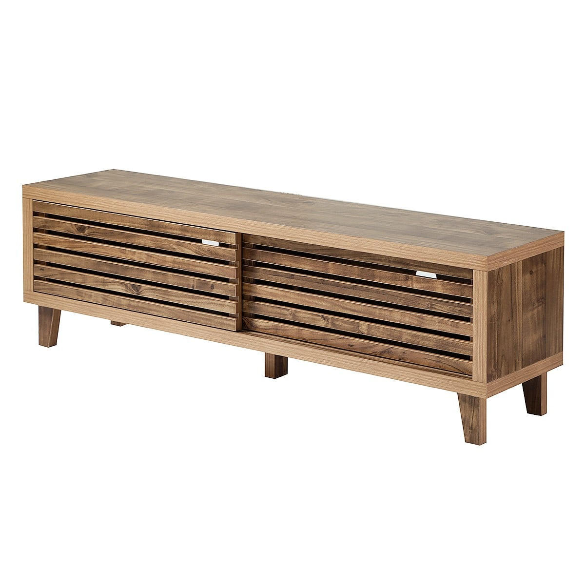 TV-MÖBEL mit 2 Schiebetüren 35/140/45 cm - Nussbaumfarben, Holzwerkstoff (35/45/140cm) - Calicosy