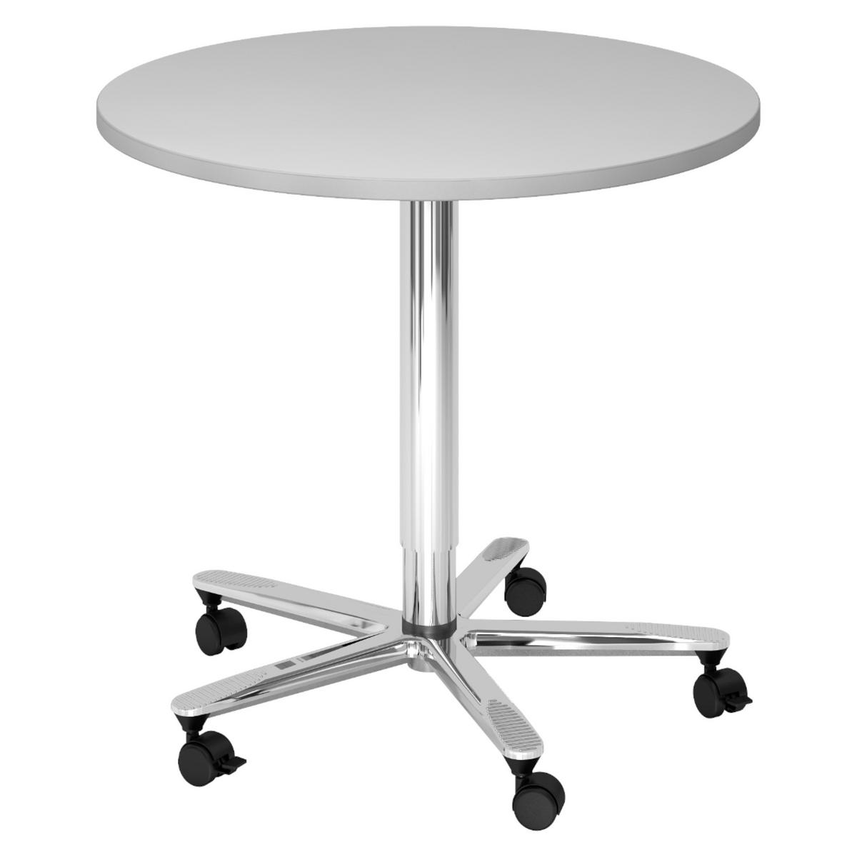 SÄULENHUBTISCH rund ST 80/80/74 cm in Grau/chrom - Chromfarben/Grau, Holzwerkstoff (80/80/74cm) - bümö