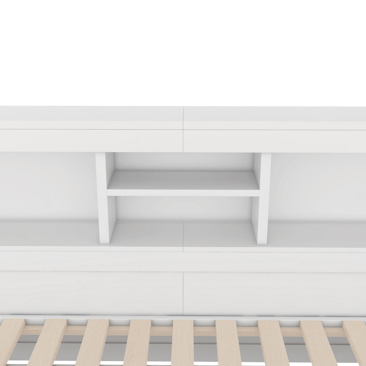 POLSTERBETT aus Spanplatte und MDF 90x200 cm in Weiß mit LED, USB & Ausziehbett - Weiß, Holzwerkstoff (90/200cm) - Modfu