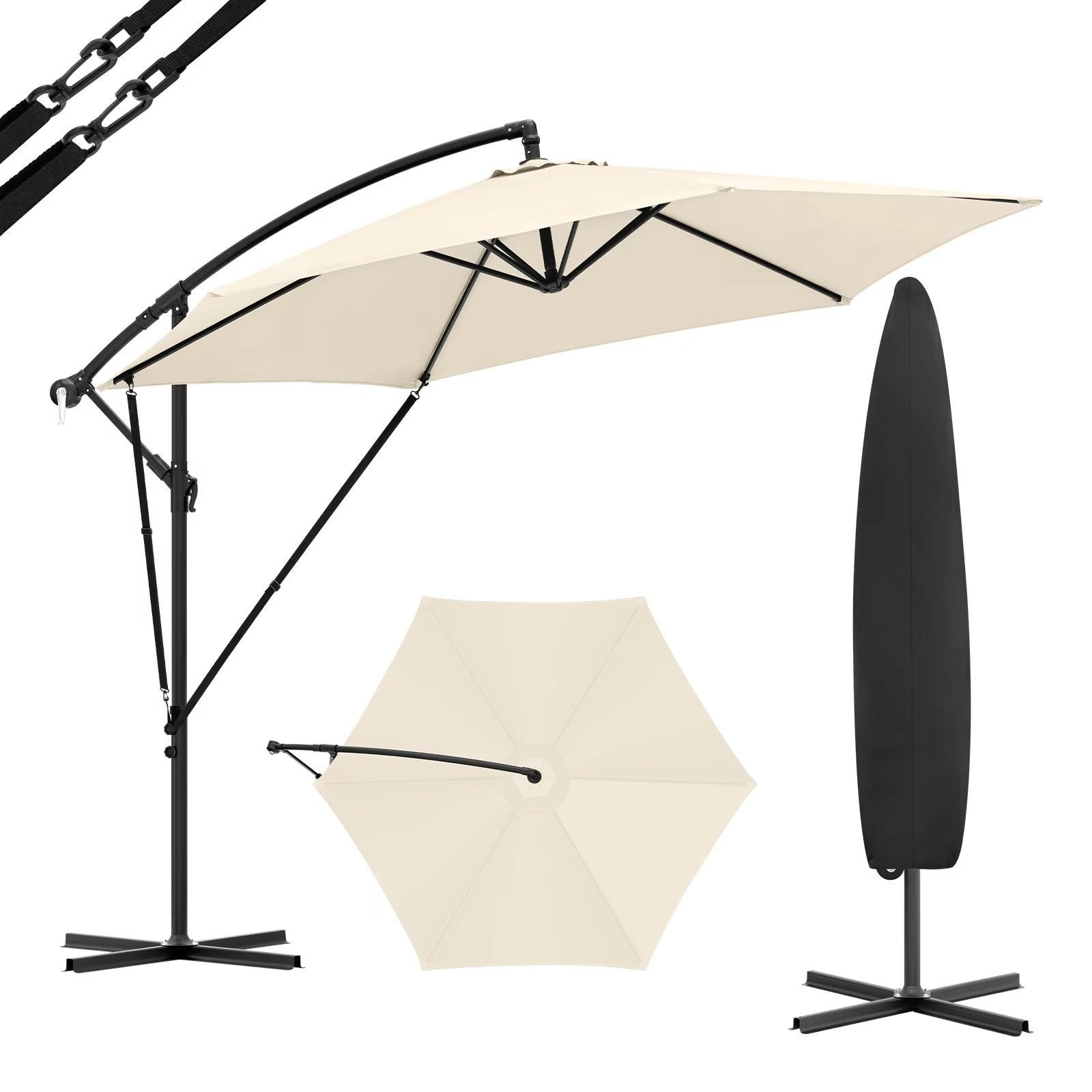 AMPELSCHIRM 310 cm Beige mit Tasche - Beige, Metall (310/310cm) - Bomclap