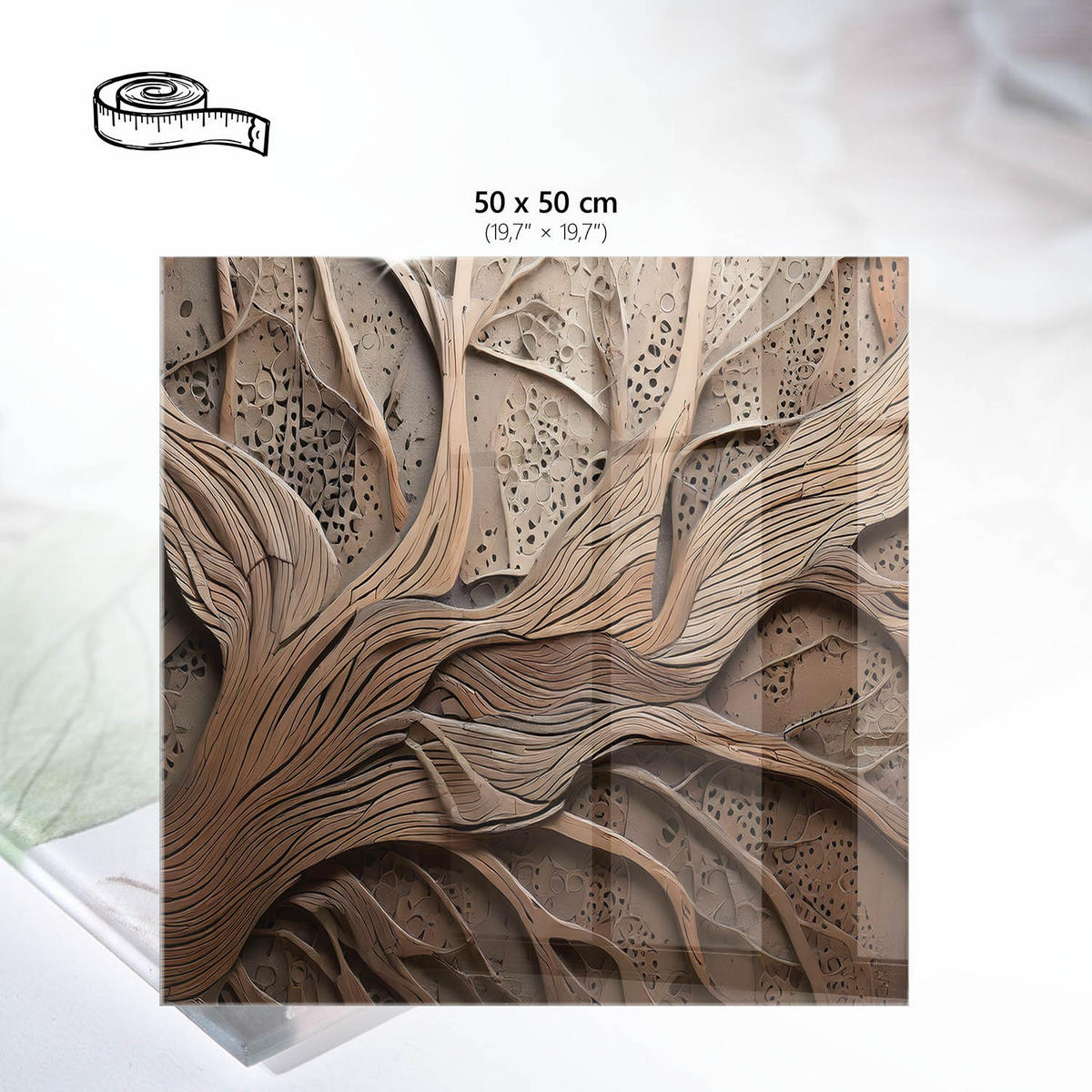 TISCHPLATTE 50x50 cm – Würzige Muster - Braun, Glas (50/50/0.4cm) - Wallfluent