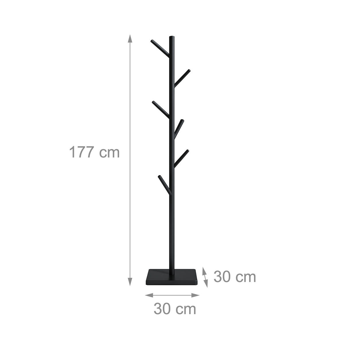 GARDEROBENSTÄNDER - Schwarz, Holz/Holzwerkstoff (30/177/30cm) - Relaxdays