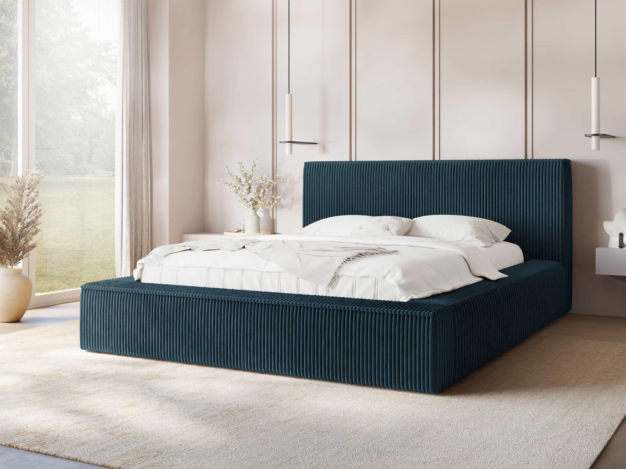 POLSTERBETT Glexi - Dunkelblau, Holz/Textil (140/200cm) - MIRJAN24