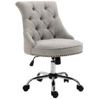 DREHSTUHL mit Rollen, Leinen, Hellgrau - Grau, Textil (65.5/91/54cm) - HOMCOM