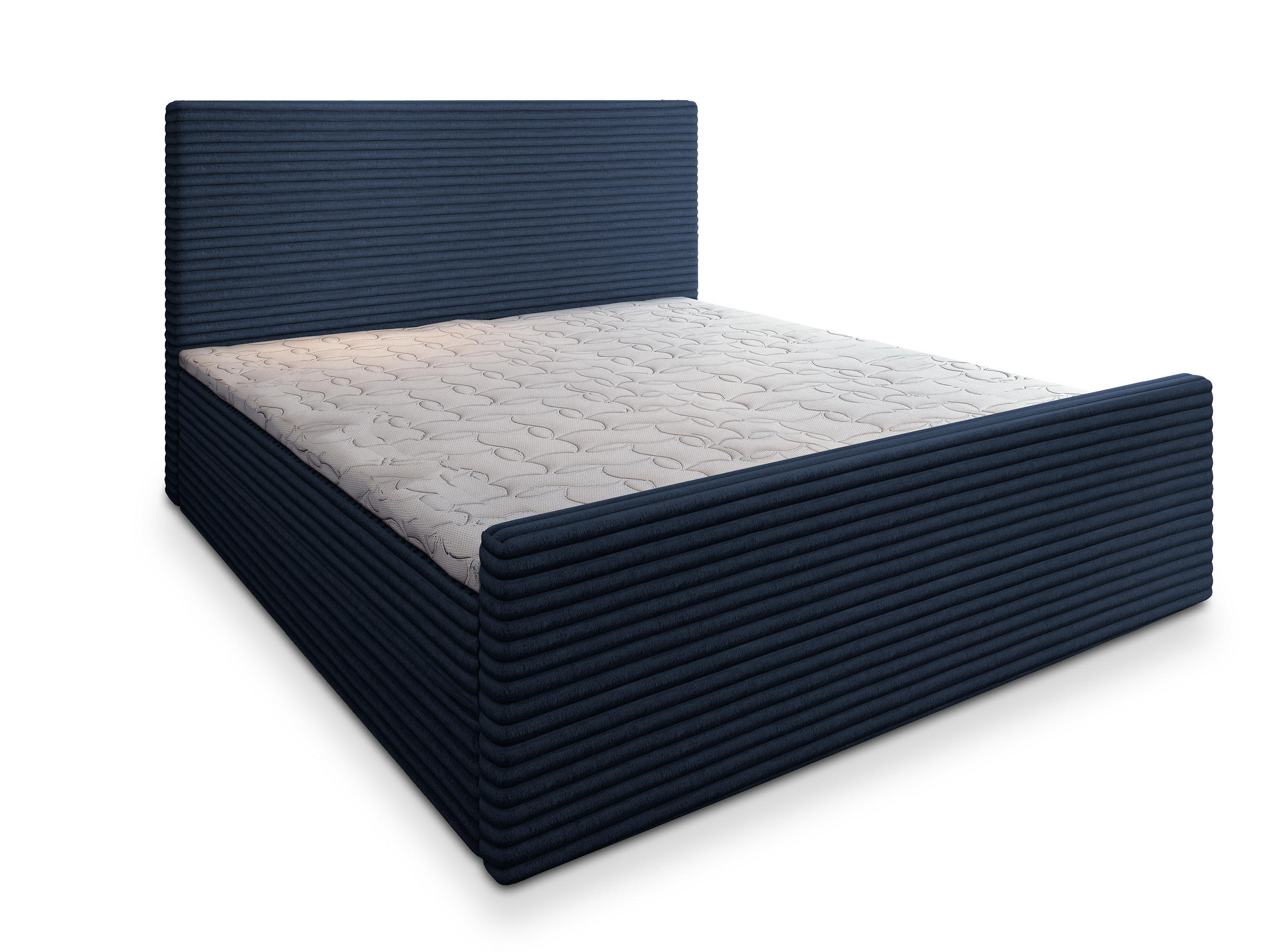 BOXBETT BRENTO 180x200 cm mit Matratze und Topper - Blau - Blau, Holz (180/200cm) - MASSENO