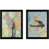 POSTER Set Mit 2 Vintage Landkarten A4 Rahmenlos - Klar, Papier (29.7/5/21cm) - Nacnic