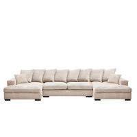 ECKSOFA mit Schlaffunktion und Bettkasten Couch U-form Gabon Stoff Zoom Creme - Creme, Holz (373/155cm) - Kaiser Möbel