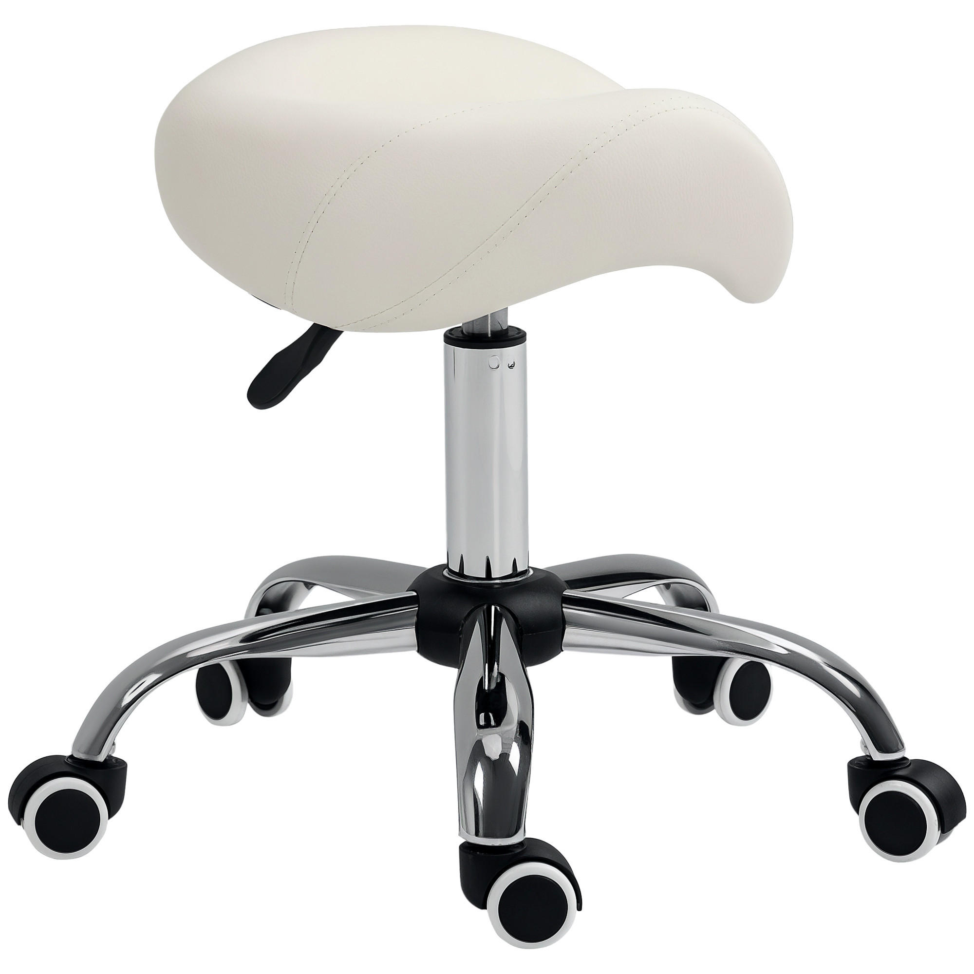 DREHHOCKER DE-09752 höhenverstellbar, ergonomischer Sattelsitz Weiß - Weiß, Metall (52/61/53cm) - ComfortXL