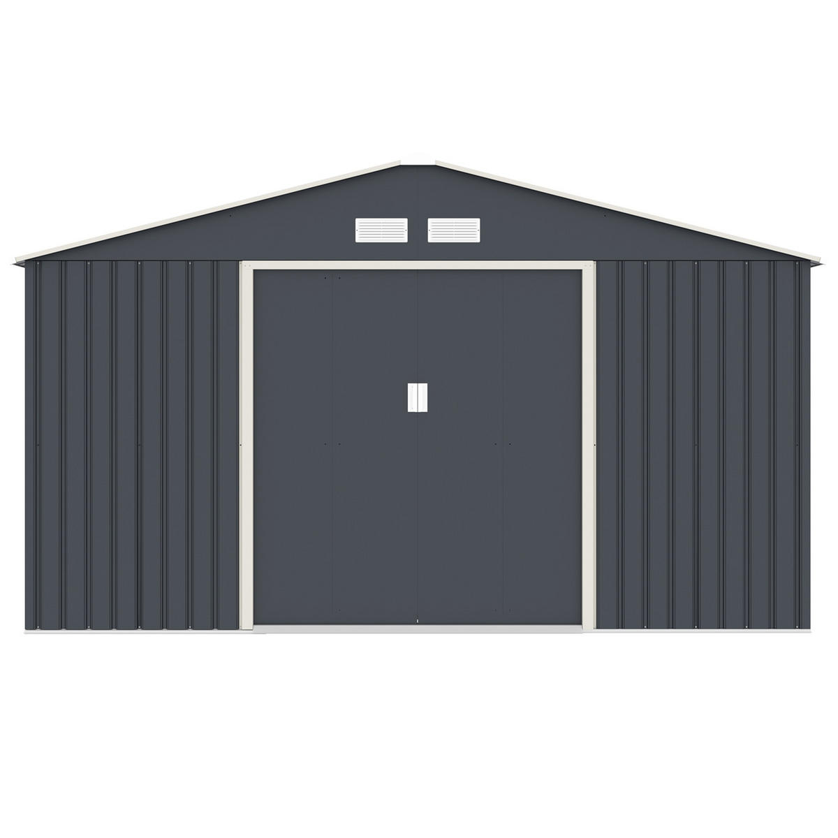 GERÄTEHAUS mit Bodenrahmen Metall S400 Grau - Grau, Metall (341/201/137cm) - HATTORO