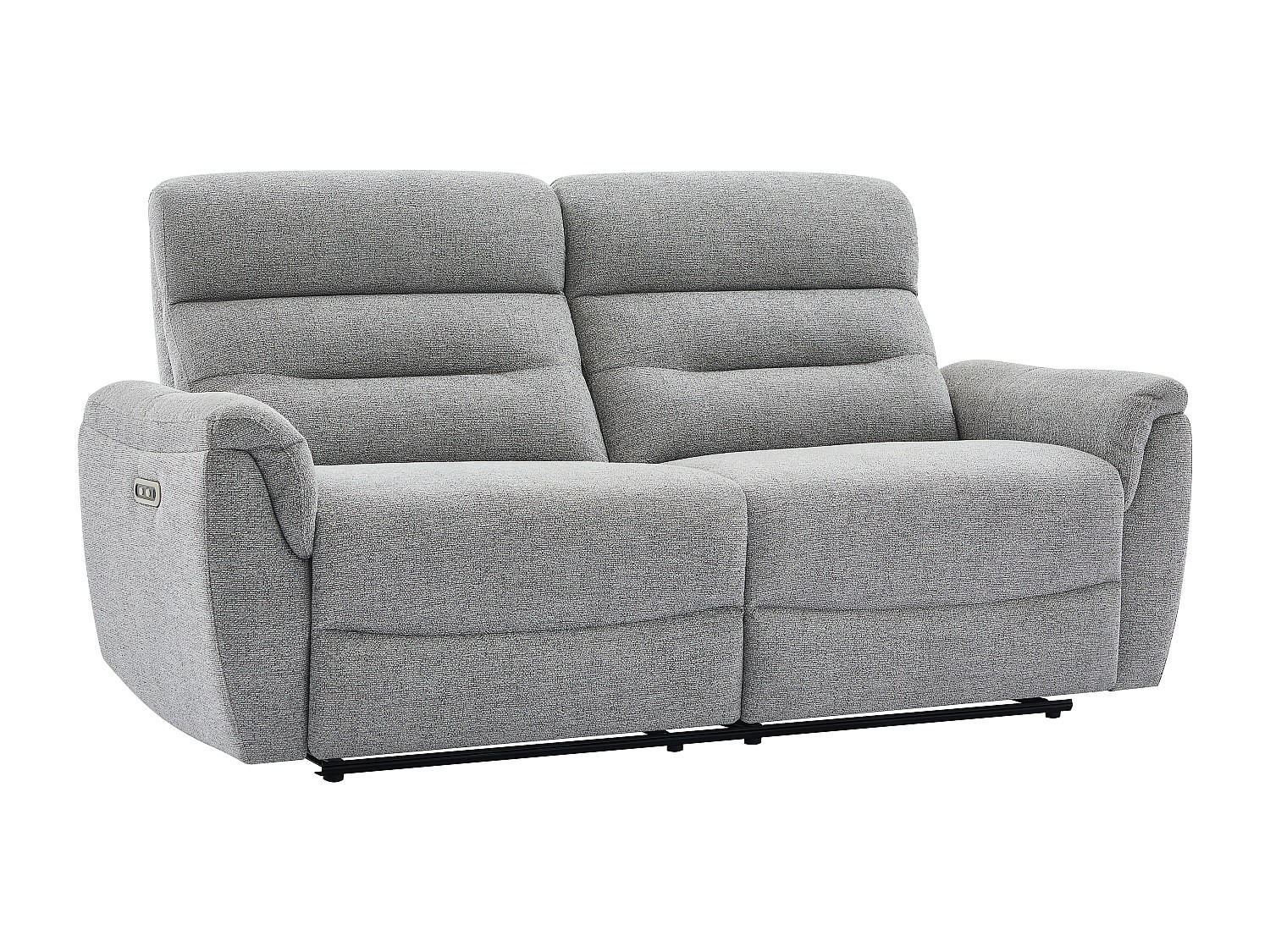 3-SITZER Elektrisches Relax-Sofa aus grauem Strukturstoff BREVIO - Grau, Textil (193/101/91cm) - Vente-Unique