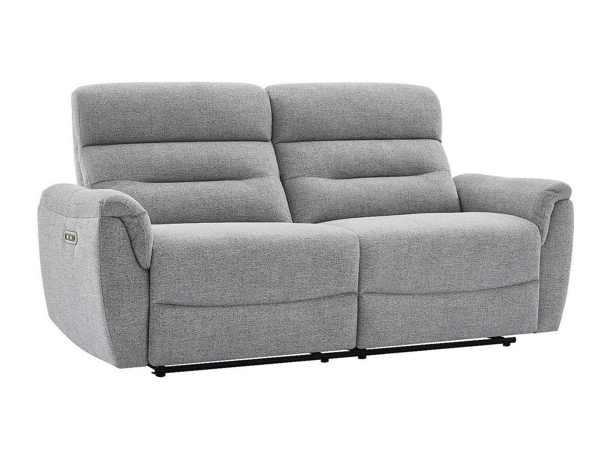 3-SITZER Elektrisches Relax-Sofa aus grauem Strukturstoff BREVIO - Grau, Textil (193/101/91cm) - Vente-Unique