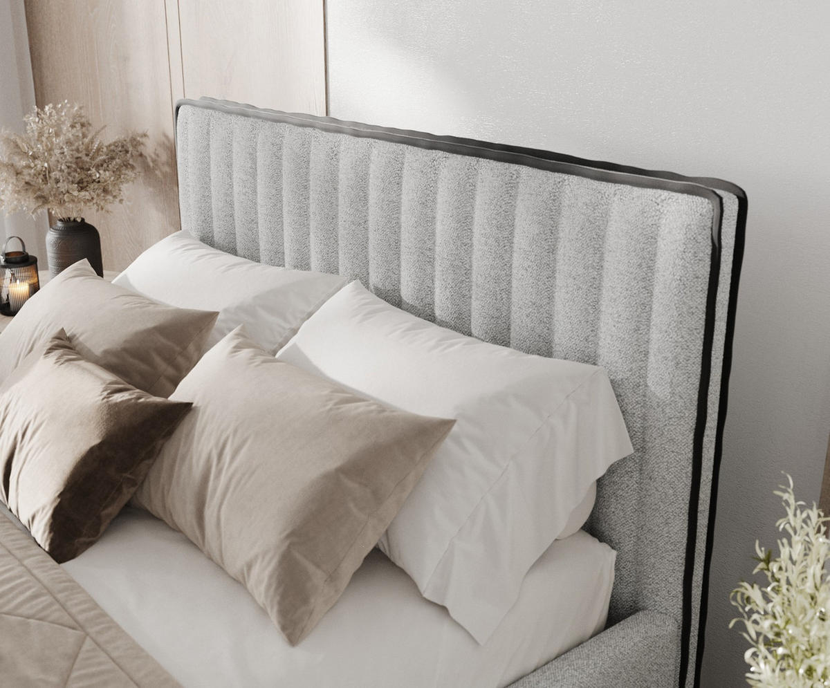 POLSTERBETT Aria 160/200 cm Hellgrau im Riva Stoff - Hellgrau/Naturfarben, Holz/Holzwerkstoff (160/200cm) - AltaBeds