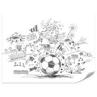 FOTOTAPETE für Kinderzimmer Fußball Skizzen Tor Stadion Sport 450x315 - Schwarz/Weiß, Papier (450/315cm) - Muralo