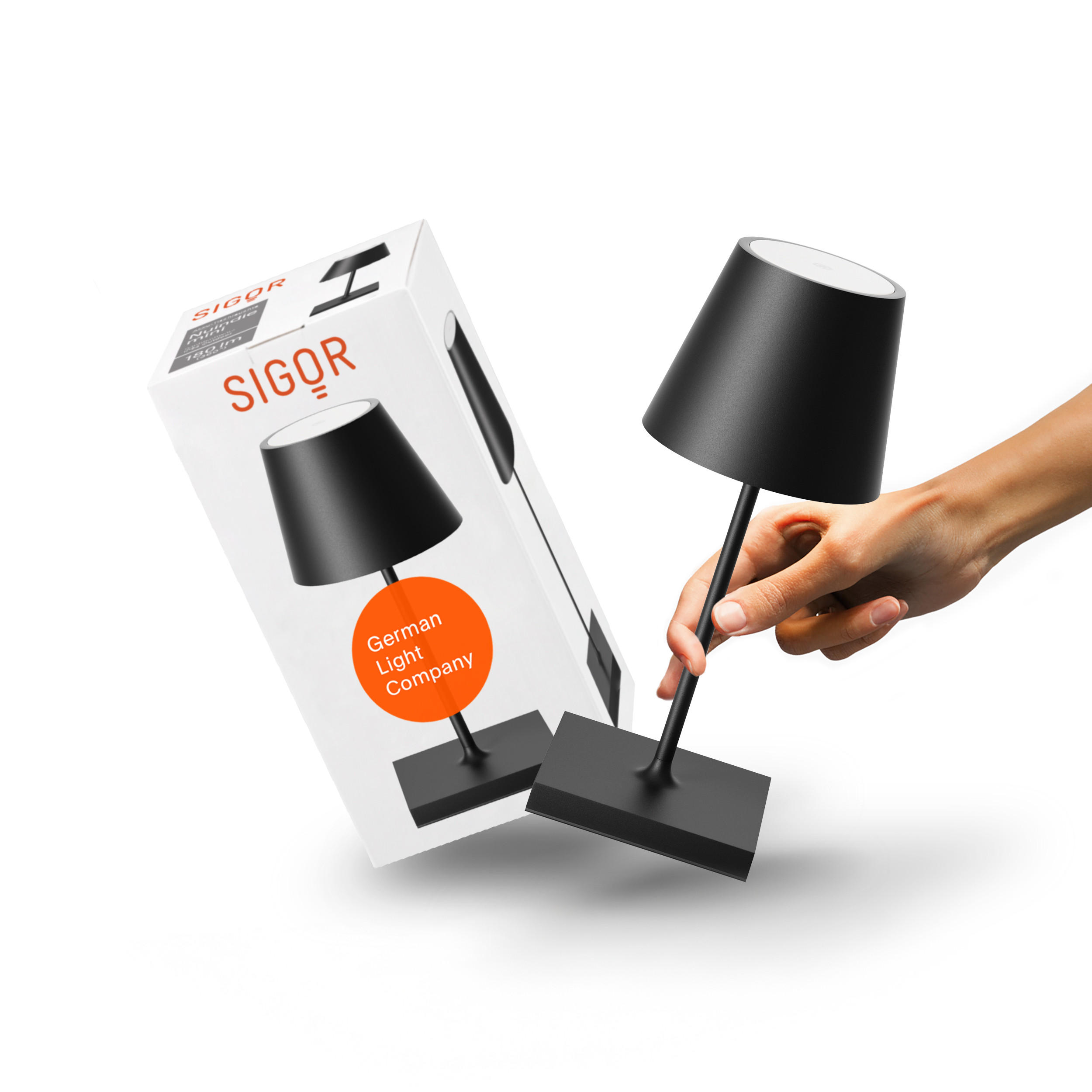 LED Akku-Tischlampe, Nuindie mini 3.0 nachtschwarz - Schwarz, Metall (25/10/25cm) - Sigor