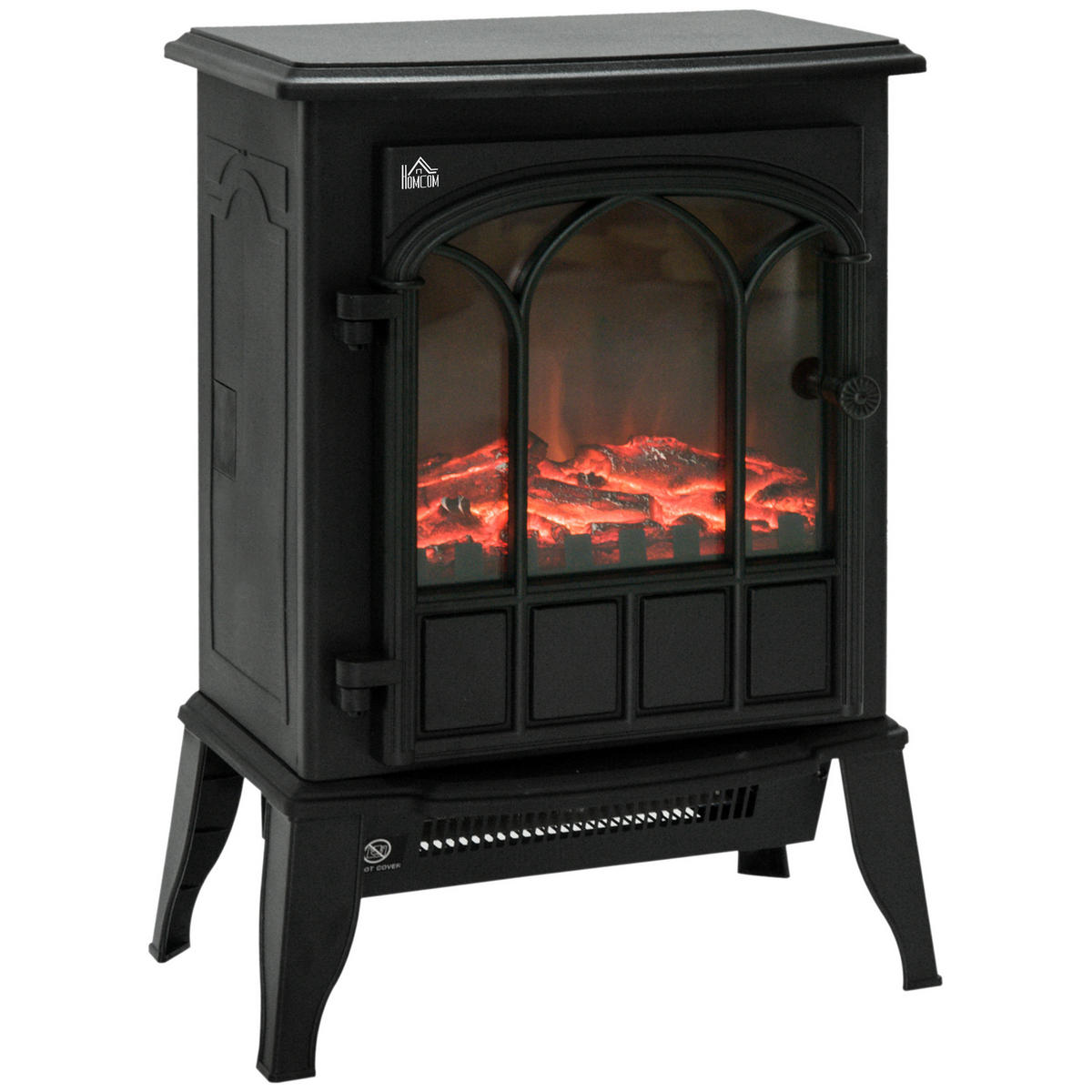 ELEKTROKAMIN mit LED-Flammeneffekt, 2000W Kaminofen, Metall, Schwarz - Schwarz, Metall (23/56.5/39cm) - HOMCOM
