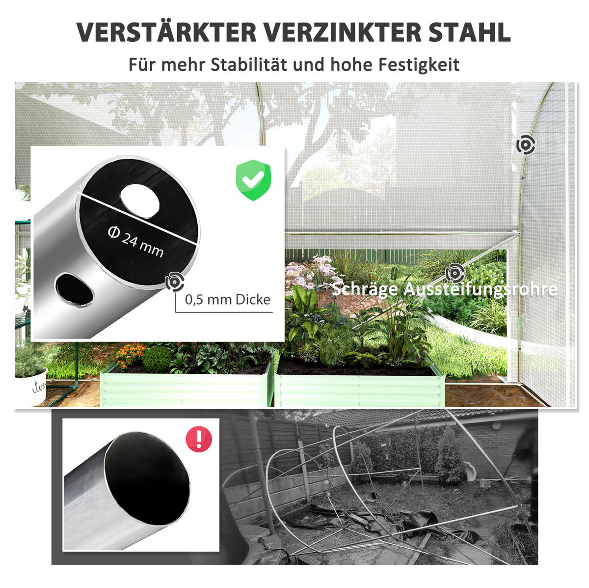 GEWÄCHSHAUS 300/200/200 cm Weiß aus Kunststoff mit Rolltür - Weiß, Kunststoff (200/200/300cm) - OKMYHOME