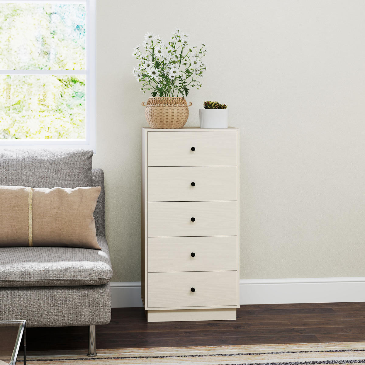 KOMMODE Creme 47/29/95 cm - Creme, Holzwerkstoff (47/95/29cm) - PANGIVO