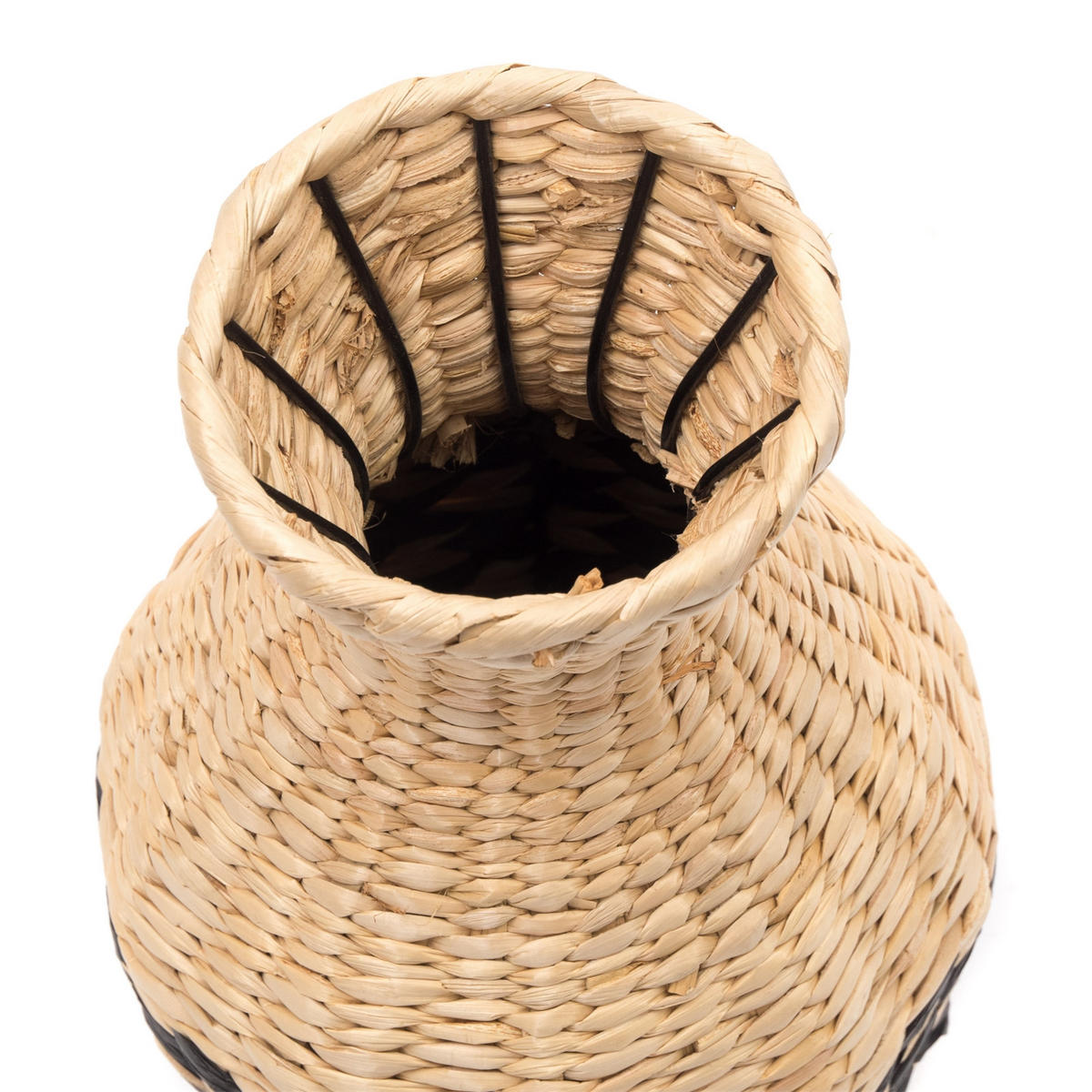 VASE Cuadro 40 cm, geflochtenes Stroh natur-schwarz - Naturfarben, Naturmaterialien (42cm) - CREEDWOOD