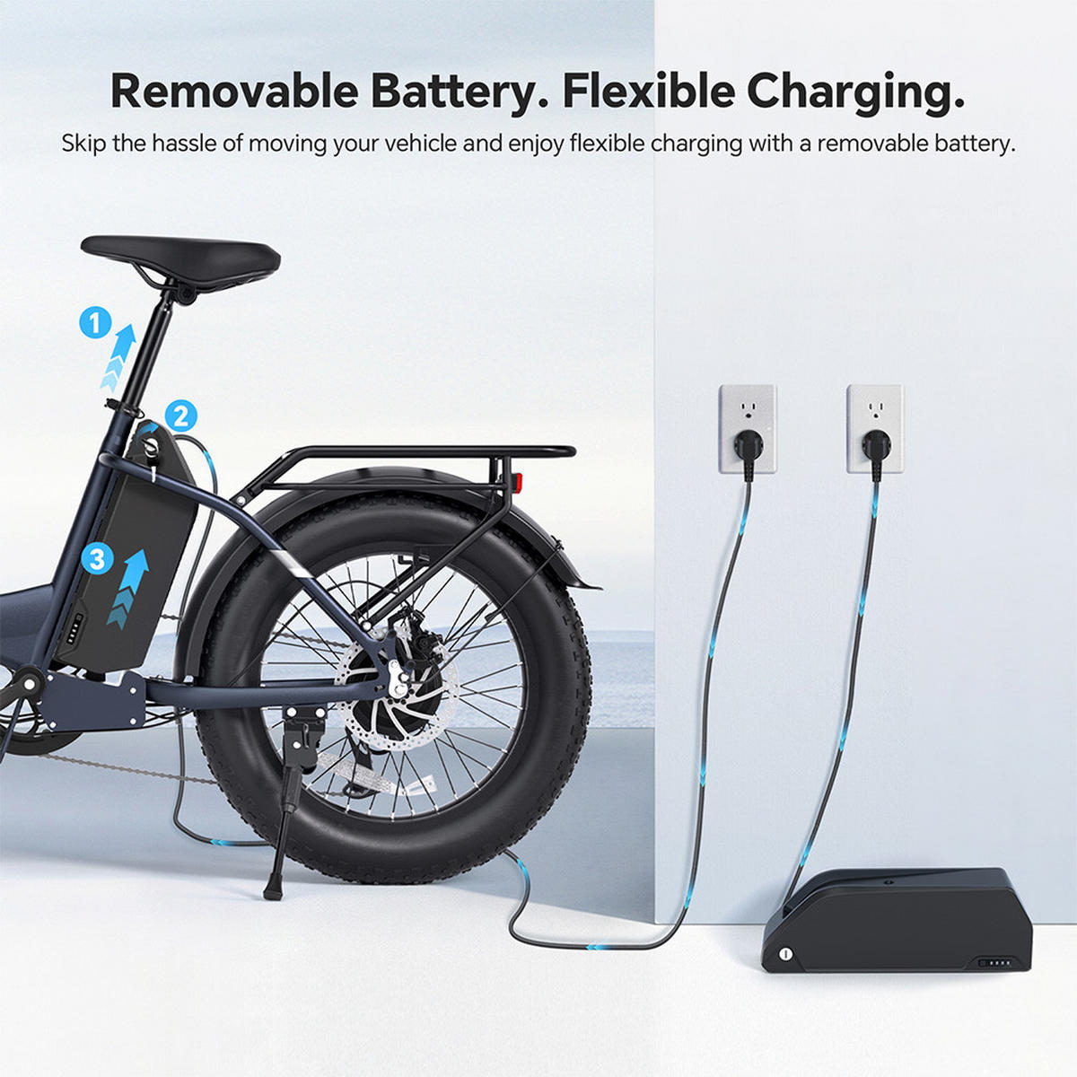 E-BIKE Touroll S2 Pro – 750W Spitzenleistung 150 km Reichweite mit Fettreifen - Blau, Metall (77.5cm) - Touroll