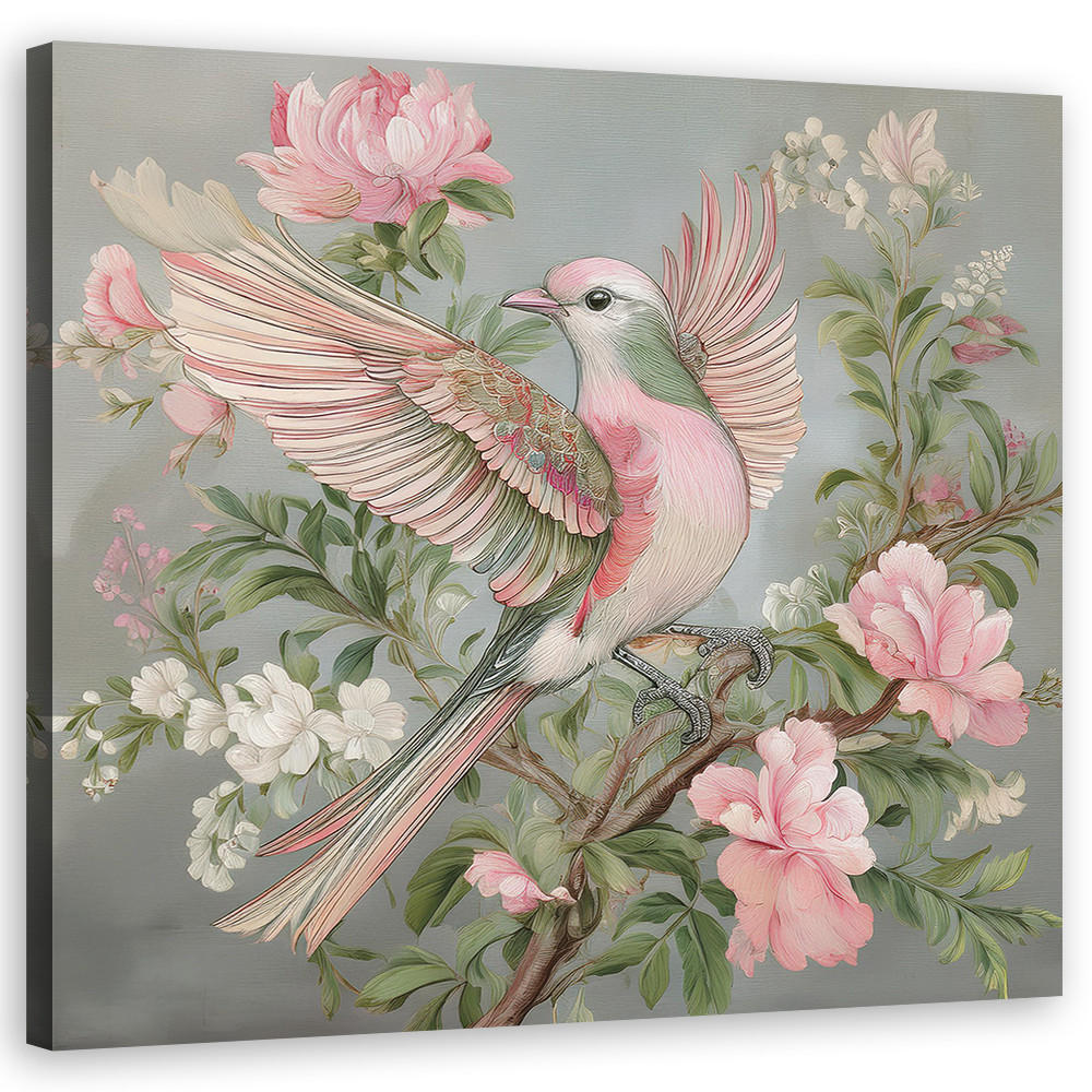 WANDBILD shabby chic vogel - Pink, Textil (50/50cm) - Feeby