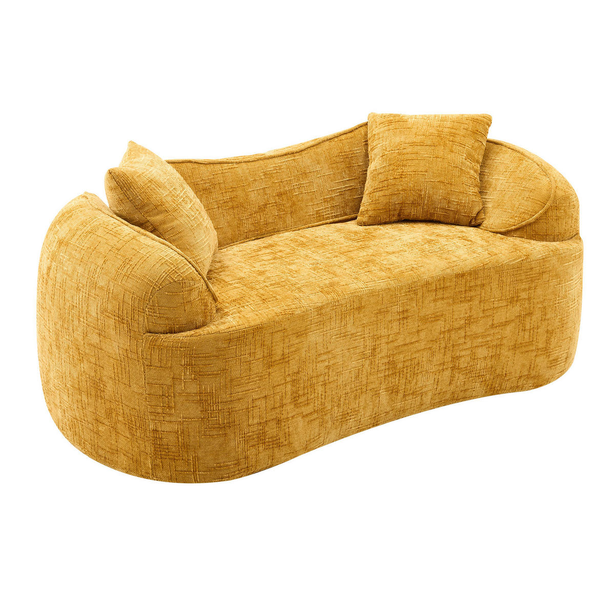 2-SITZER Sofa gebogen mit Armlehnen, ergonomischer Komfort und fertig montiert, Gelb - Gelb, Kunststoff (87/70/170cm) - Modfu