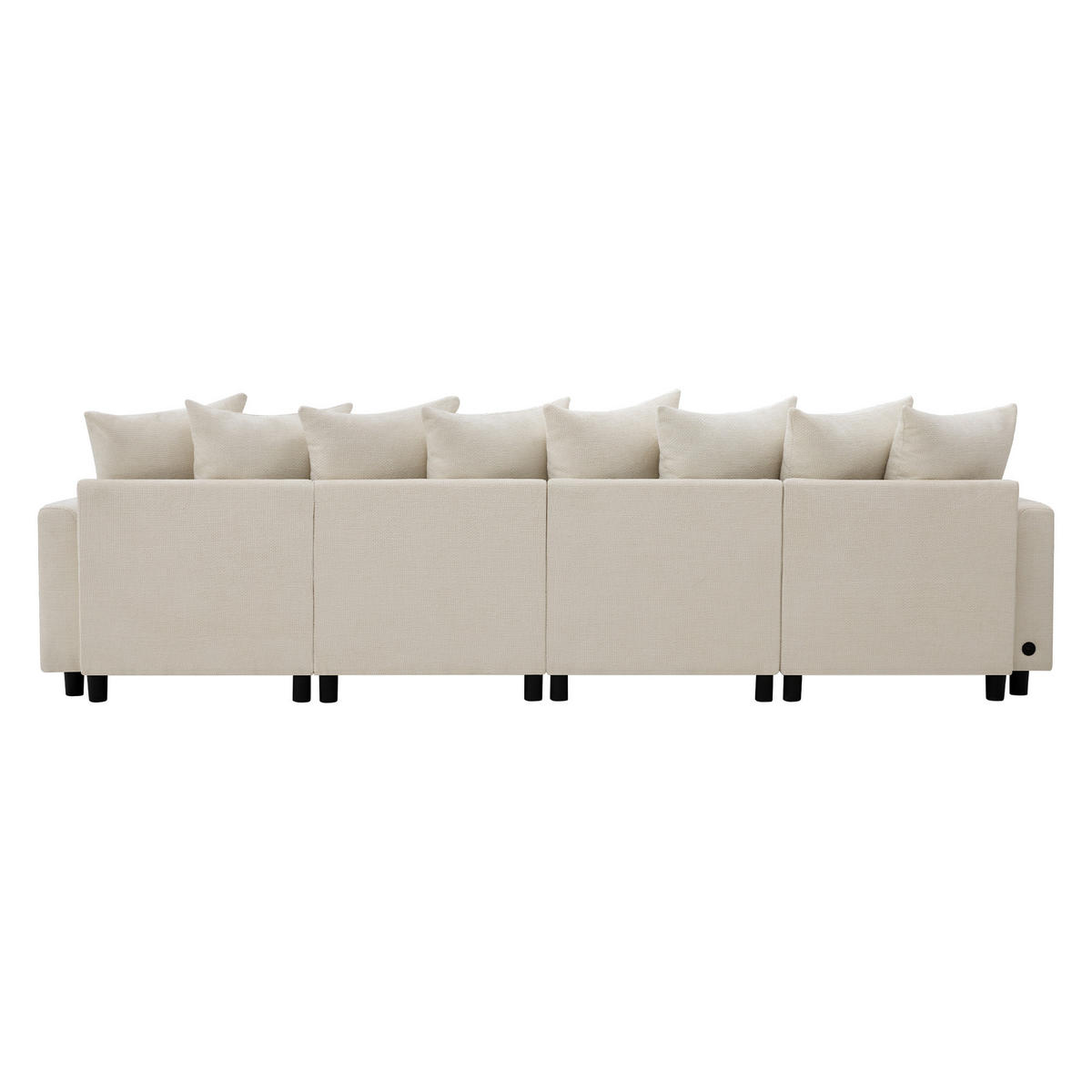 ECKSOFA Modular, Beige, Waffel-Chenille, 6-Sitzer, 2 Hocker - Beige, Textil (153.5/283cm)