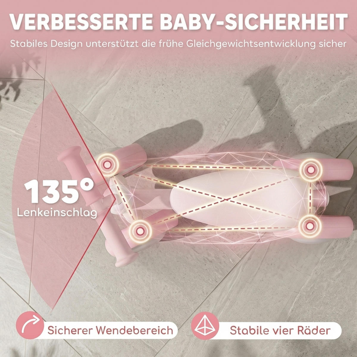 KINDER-LAUFRAD Stahl EVA Rosa - Rosa, Metall (52/22/37cm) - AIYAPLAY
