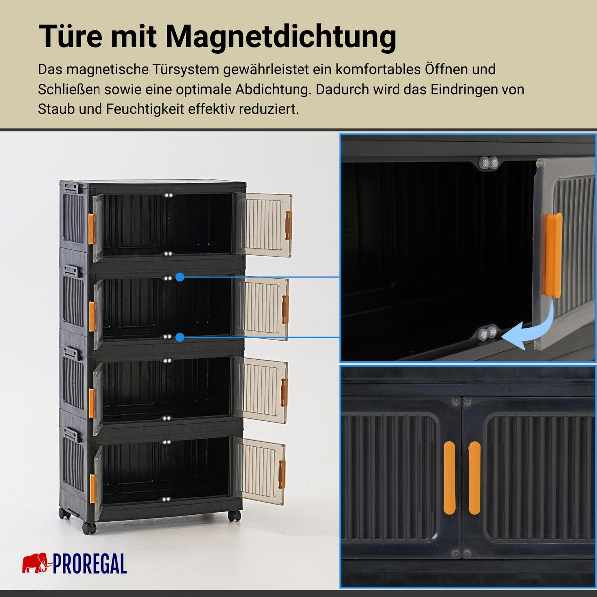AUFBEWAHRUNGSBOXEN EasyCube stapelbar 4 Ebenen und Rollen 28L Schwarz-Transparent - Schwarz, Kunststoff (48/25.5/28cm) - BERLINLODGE