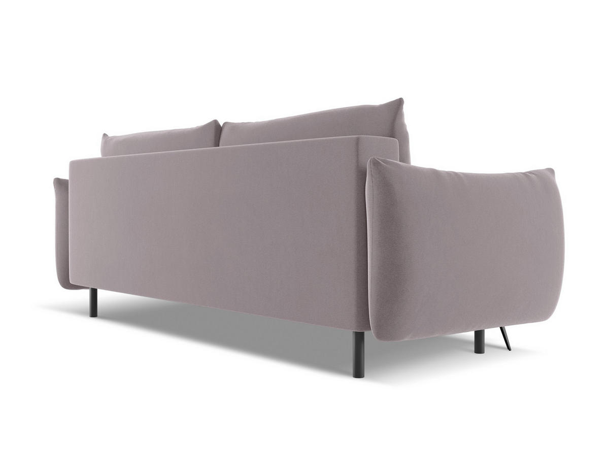 3-SITZER SOFA mit Schlaffunktion Samt Stoff Violett - Lila/Flieder, Textil/Metall (230/86/105cm) - Makamii