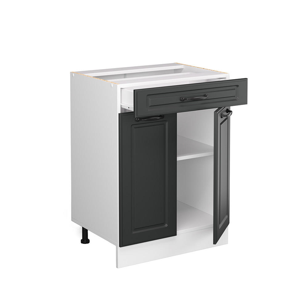 KÜCHENUNTERSCHRANK R-Line Anthrazit Landhaus 60 cm mit Schublade ohne AP - Dunkelgrau/Anthrazit, Holzwerkstoff (60/81.6/46cm) - Vicco