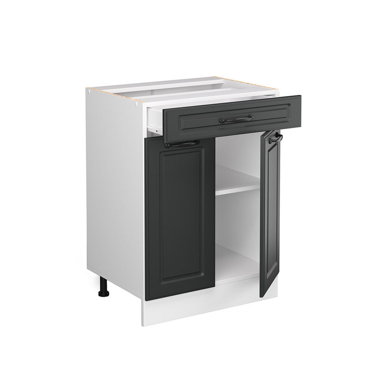 KÜCHENUNTERSCHRANK R-Line Anthrazit Landhaus 60 cm mit Schublade AP Anthrazit - Dunkelgrau/Anthrazit, Holzwerkstoff (60/81.6/60cm) - Vicco
