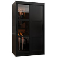 SCHWEBETÜRENSCHRANK 200/100/62 2-türig - Schwarz, Holz/Kunststoff (100/200/62cm) - Abiks Möbel
