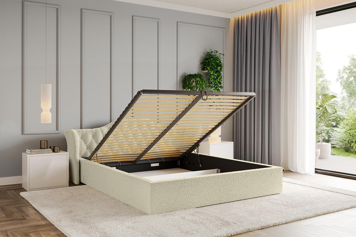 POLSTERBETT mit Bettkasten und Lattenrost, Boxbett ohne Matratze - ZORAN-V1 180x200 Beige - Taupe, Holzwerkstoff/Textil (180/200cm) - ALTDECOR