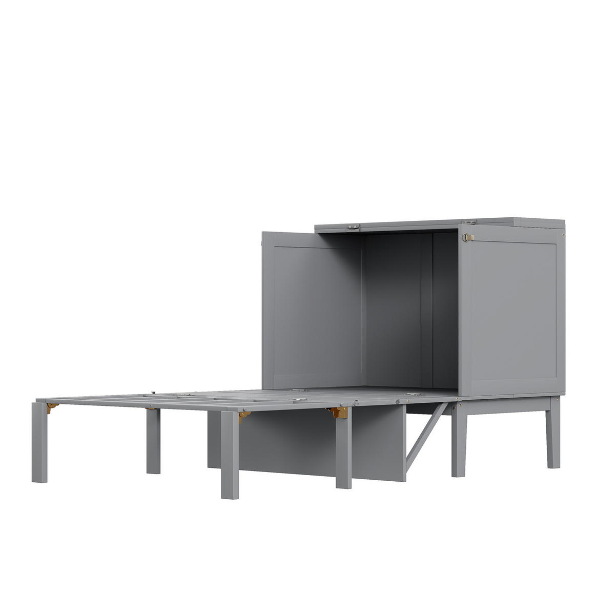 SCHRANKBETT aus Holz 90x200 cm Grau mit Lattenrost und vertikaler Klappfunktion, platzsparend mit Stauraum - Grau, Holzwerkstoff (90/200cm) - Modfu