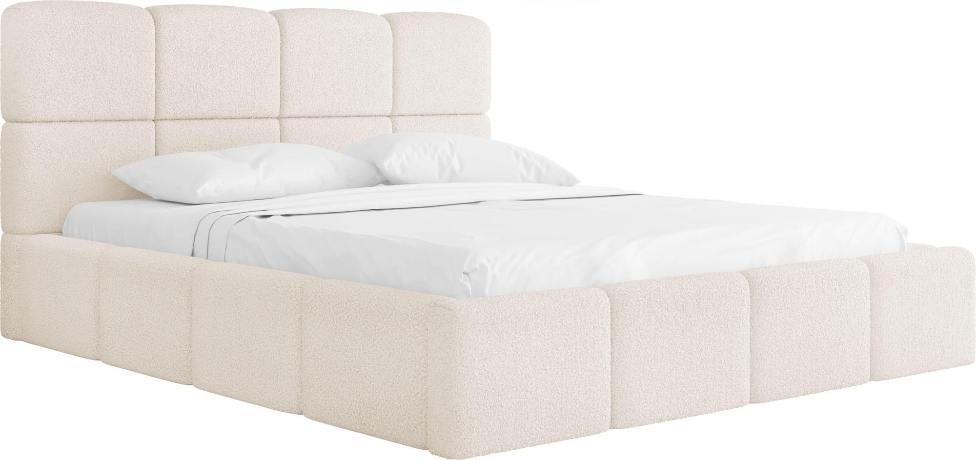 POLSTERBETT Tivio mit Bettkasten, Beige Boucle 140x200 cm - Beige/Birkefarben, Holz/Holzwerkstoff (140/200cm) - WFL GROUP