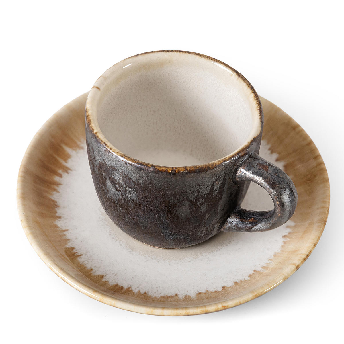 ESPRESSOTASSE PRIMA, mit Untertasse, 12-tlg, Hellbeige - Beige, Keramik (0.08L) - KONSIMO®