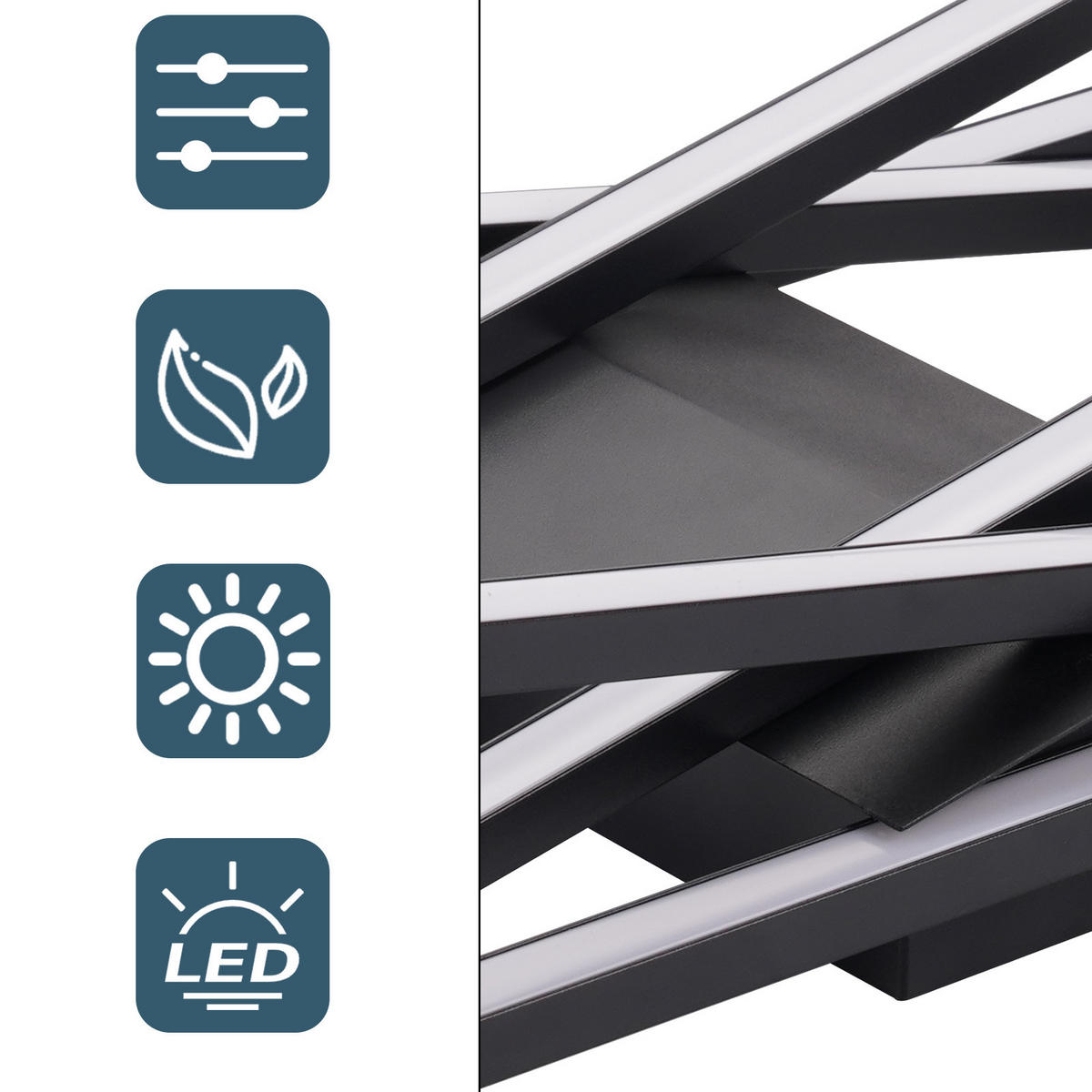 LED-DECKENLEUCHTE Talsen 23.5/23.5/13.5 cm - Schwarz, Metall (23.5/23.5/13.5cm) - ZMH