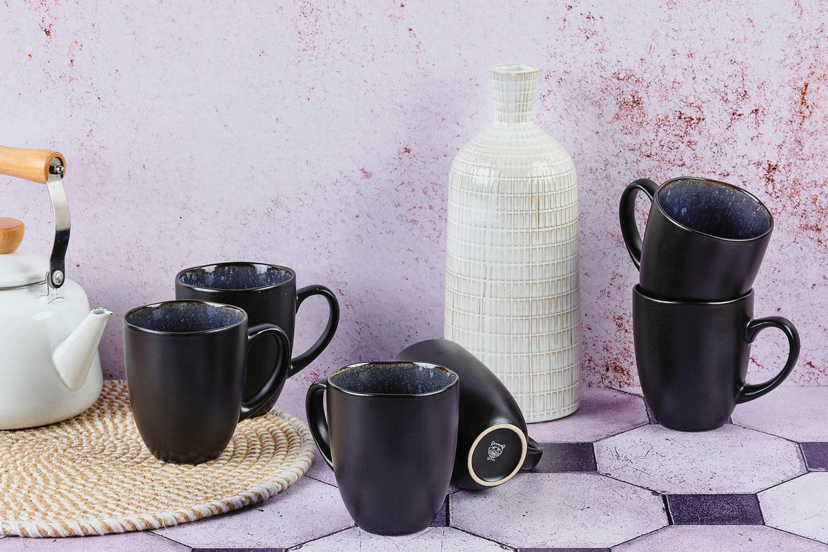 BECHER Iris 400ml - 6er-Set - Nachtblau - Blau, Keramik (0.4L) - Björn