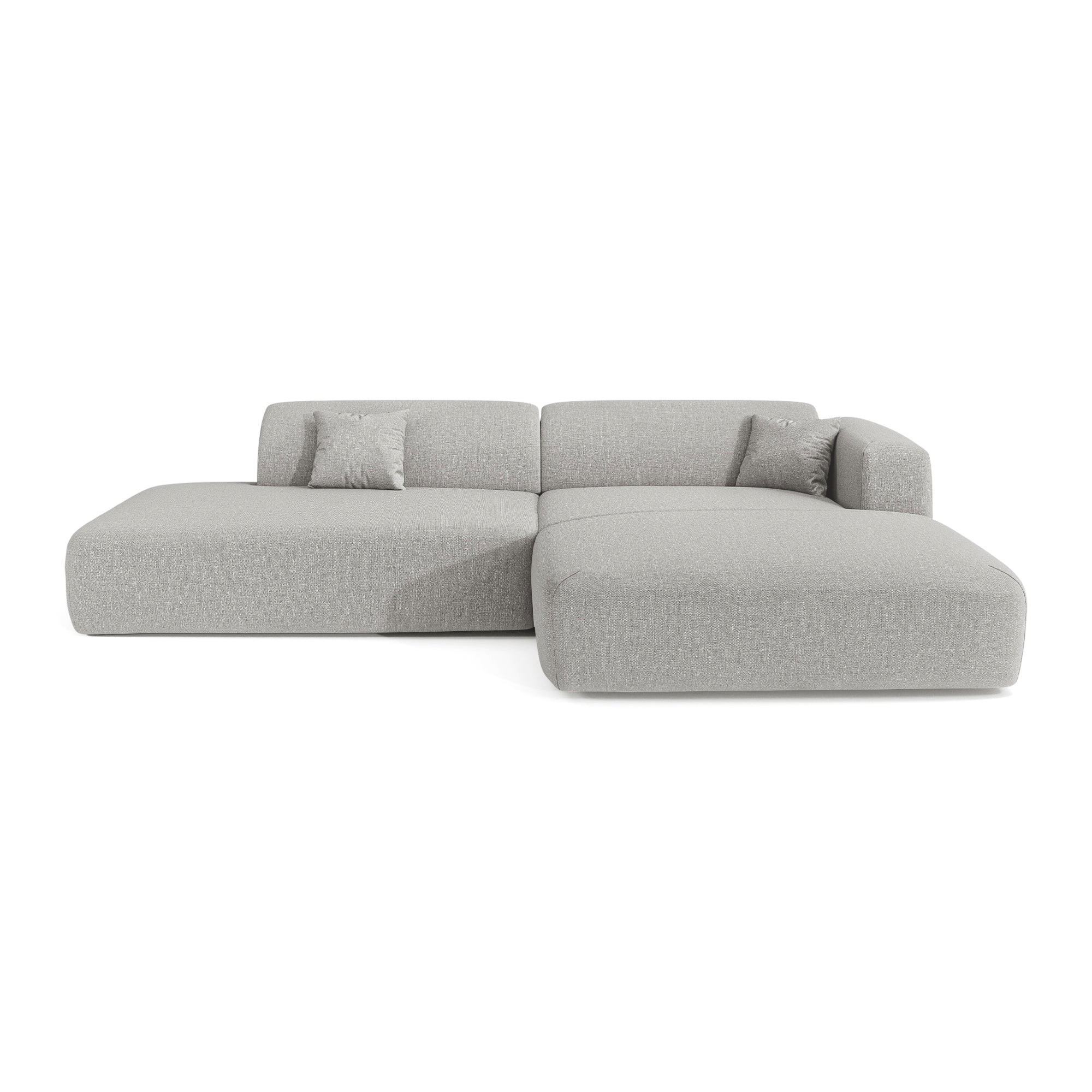 ECKSOFA RECHTS Rastergewebe Hellgrau 310cm - Hellgrau/Grau, Textil (300/96cm) - Sia Home
