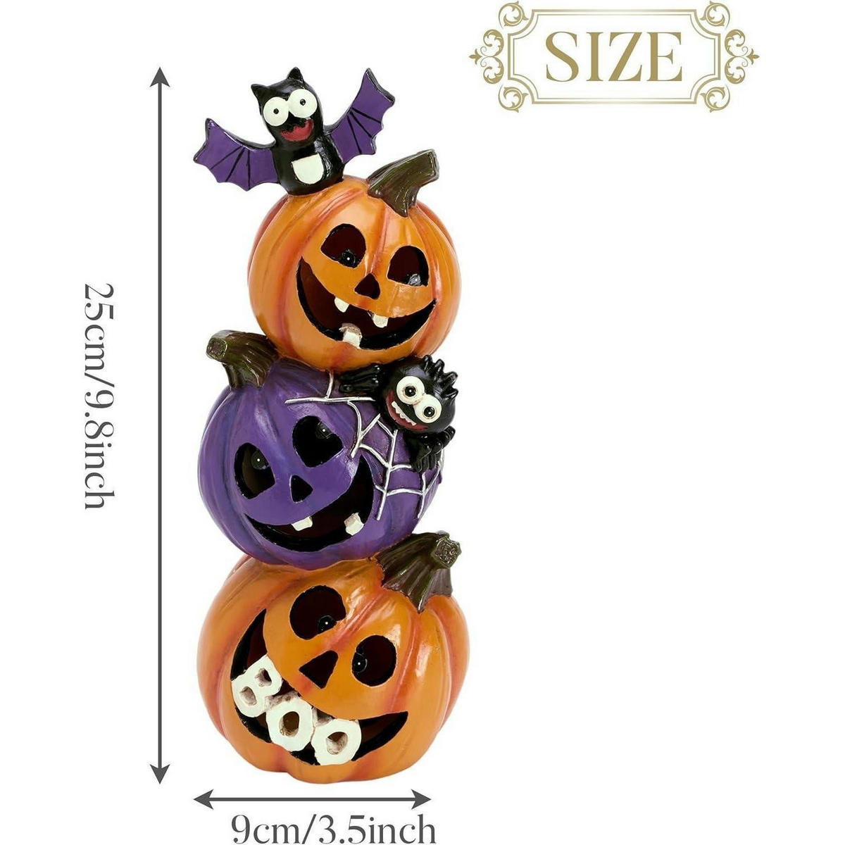 HALLOWEEN Deko Kürbis Figur mit LED Licht 25cm - Multicolor, Kunststoff (14/14/30cm)
