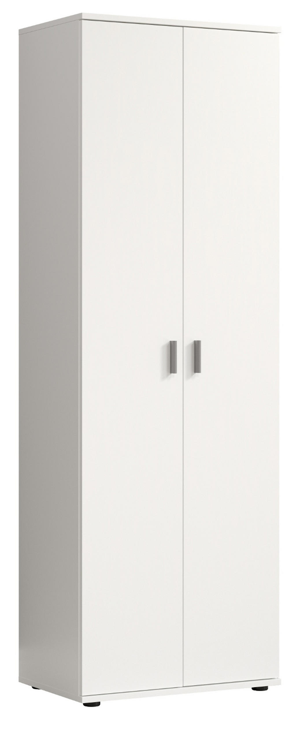 GARDEROBENSCHRANK weiß 60 x 176 cm, Mehrzweckschrank mit viel Stauraum - Silberfarben/Weiß, Holzwerkstoff/Kunststoff (60/176/35cm) - Top.Furn