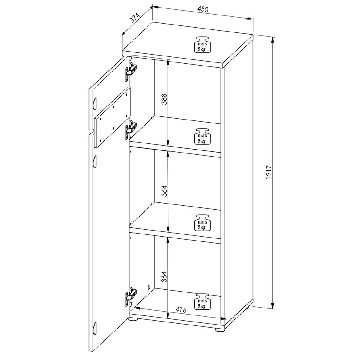KOMMODE Manresa-36 - Braun, Holzwerkstoff (45/122/38cm) - Lomado