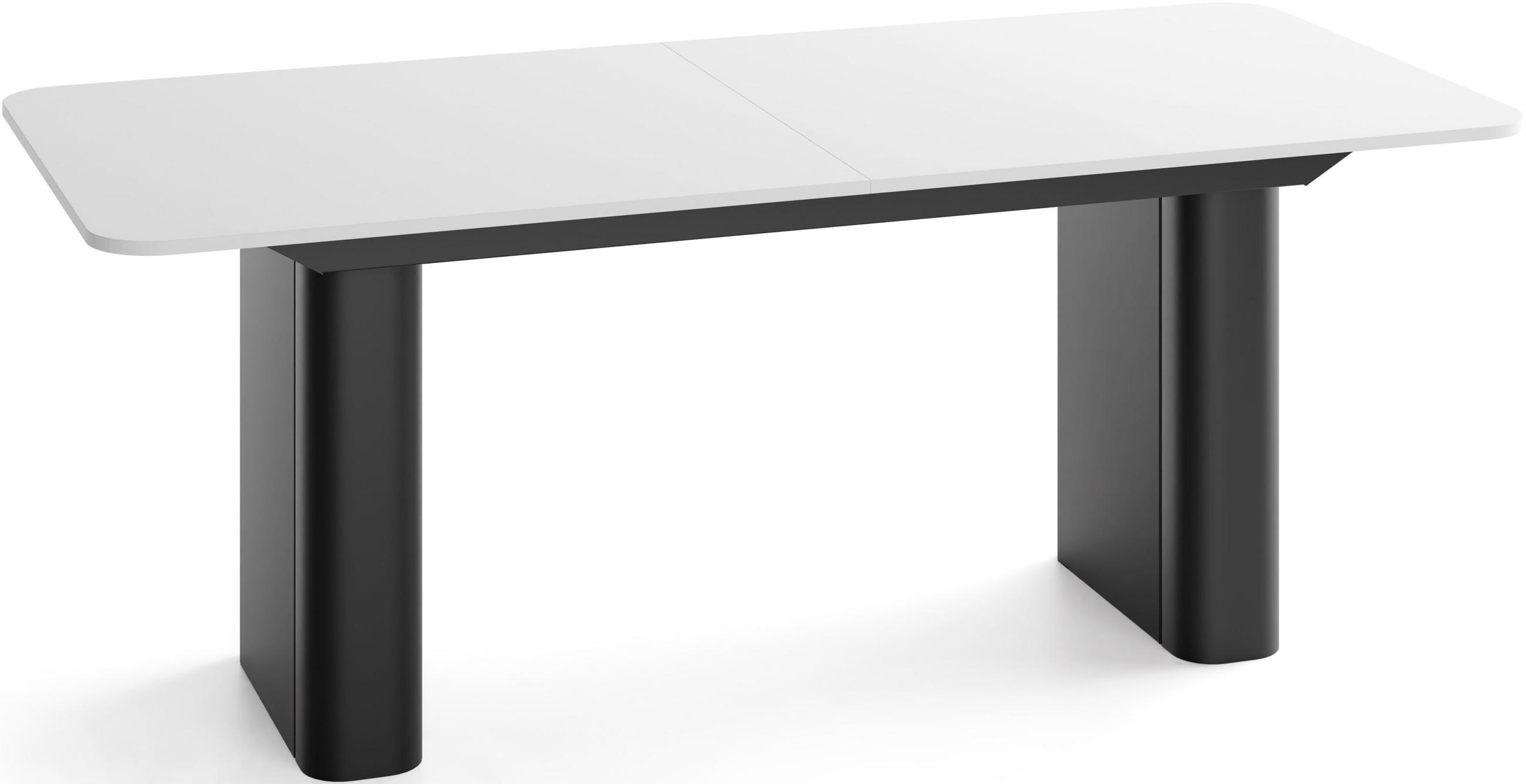 ESSTISCH Riven rechteckig ausziehbar verlängerbar mit Butterfly-Auszug, Weiß 200-296/90/76 cm - Schwarz/Weiß, Holzwerkstoff/Metall (90/296/76cm) - WFL GROUP
